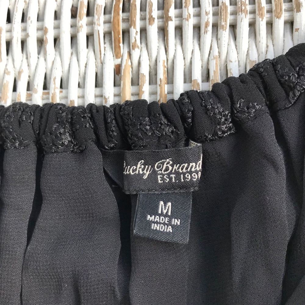 NWOT {Lucky Brand} Off-Shoulder Flowy Black Top • Size M - Picture 3 of 7